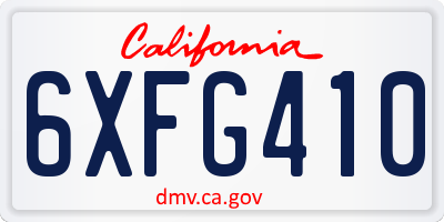 CA license plate 6XFG410