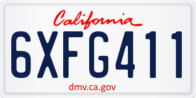 CA license plate 6XFG411