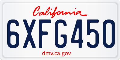 CA license plate 6XFG450