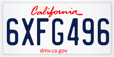 CA license plate 6XFG496
