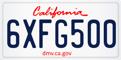 CA license plate 6XFG500