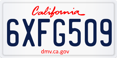 CA license plate 6XFG509