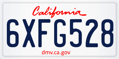 CA license plate 6XFG528