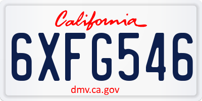 CA license plate 6XFG546