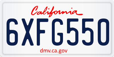 CA license plate 6XFG550