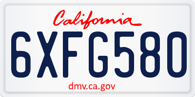 CA license plate 6XFG580