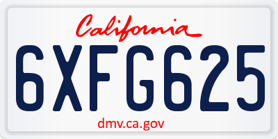 CA license plate 6XFG625