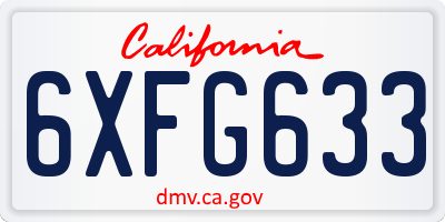 CA license plate 6XFG633
