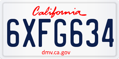 CA license plate 6XFG634