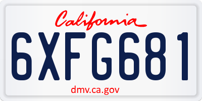 CA license plate 6XFG681