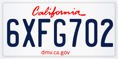 CA license plate 6XFG702