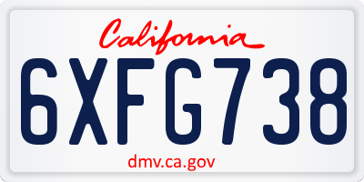 CA license plate 6XFG738