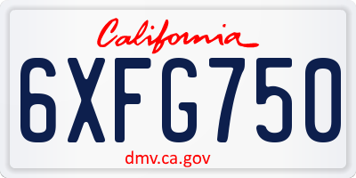 CA license plate 6XFG750