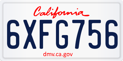 CA license plate 6XFG756