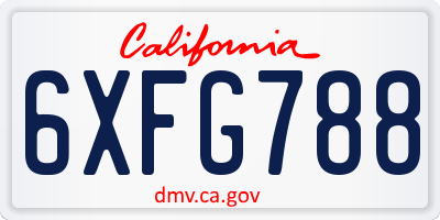 CA license plate 6XFG788