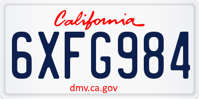 CA license plate 6XFG984