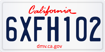 CA license plate 6XFH102