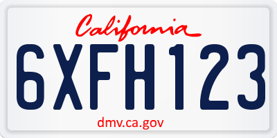 CA license plate 6XFH123