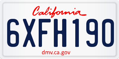 CA license plate 6XFH190