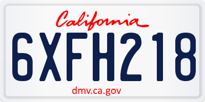 CA license plate 6XFH218