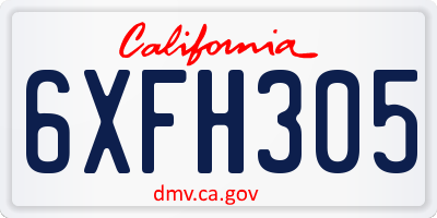 CA license plate 6XFH305