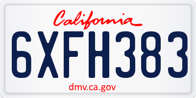 CA license plate 6XFH383