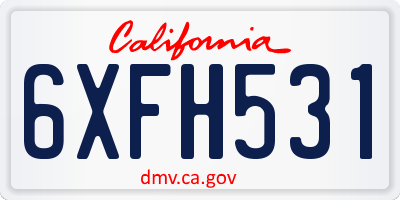 CA license plate 6XFH531