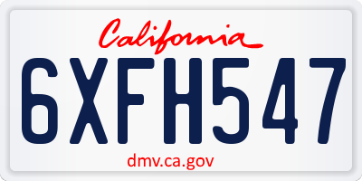 CA license plate 6XFH547