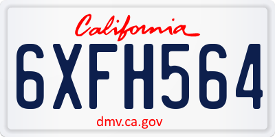 CA license plate 6XFH564