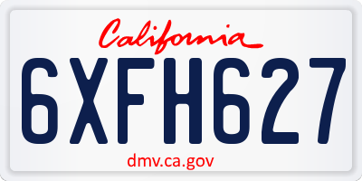 CA license plate 6XFH627