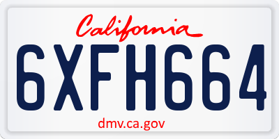 CA license plate 6XFH664