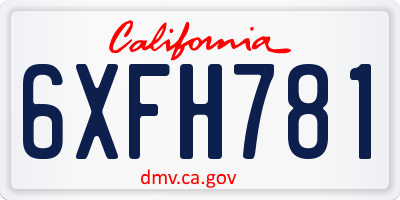 CA license plate 6XFH781