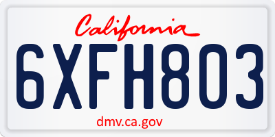 CA license plate 6XFH803