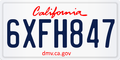CA license plate 6XFH847
