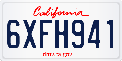 CA license plate 6XFH941