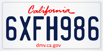 CA license plate 6XFH986