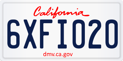 CA license plate 6XFI020