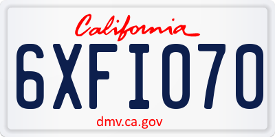 CA license plate 6XFI070