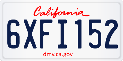 CA license plate 6XFI152