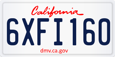 CA license plate 6XFI160