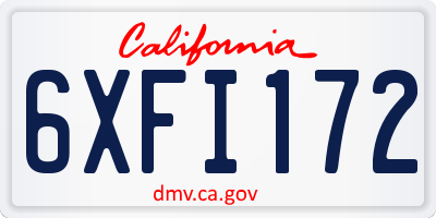 CA license plate 6XFI172
