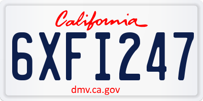 CA license plate 6XFI247