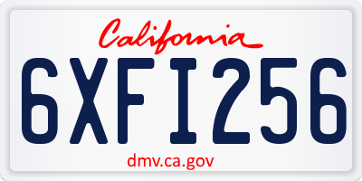 CA license plate 6XFI256