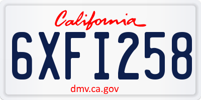 CA license plate 6XFI258