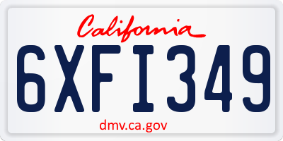 CA license plate 6XFI349