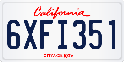 CA license plate 6XFI351