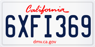 CA license plate 6XFI369