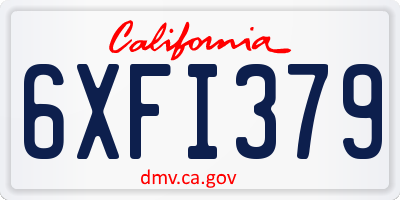 CA license plate 6XFI379