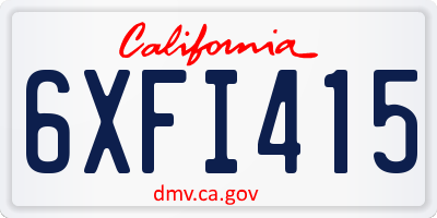 CA license plate 6XFI415
