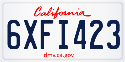 CA license plate 6XFI423